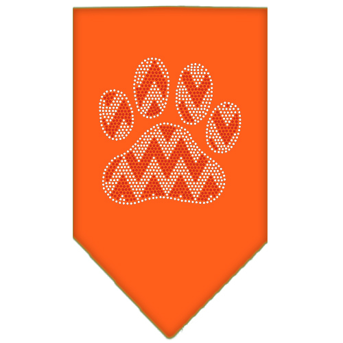 Candy Cane Chevron Paw Rhinestone Bandana Orange Small